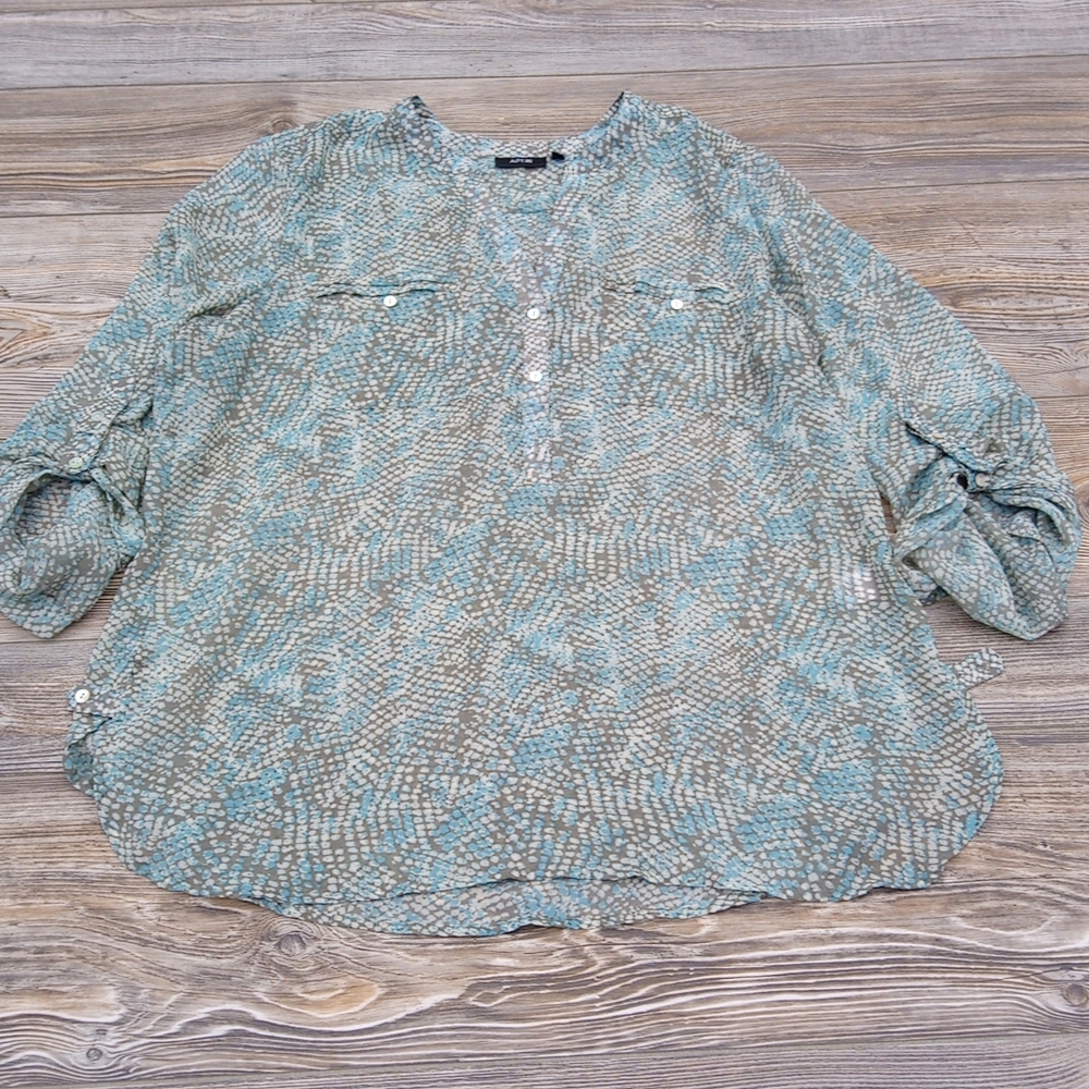 Patterned Lightweight Sheer Blouse Top - image 2